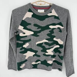 Velvet 100% Cashmere Camo Sweater Green Gray Size Medium